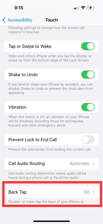 رجوع اضغط على iPhone