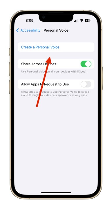 ميزة الصوت الشخصي في الإعداد الأولي لنظام iOS 17.