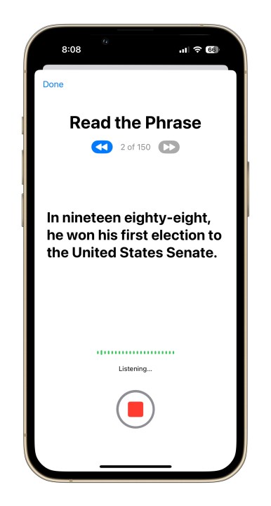 ميزة الصوت الشخصي في قراءة العبارات في iOS 17.