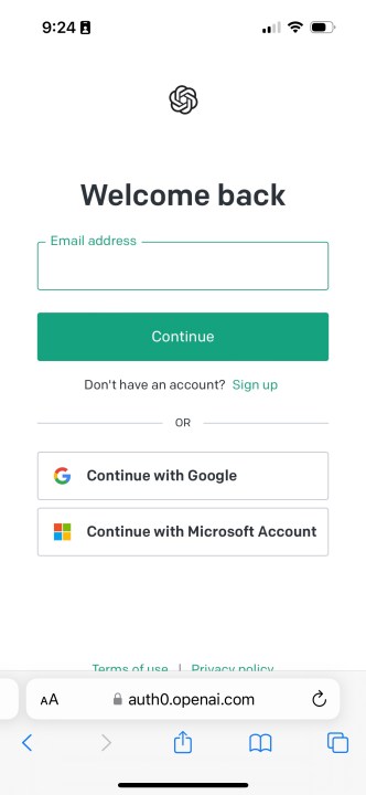موقع ChatGPT على الهاتف الذكي.