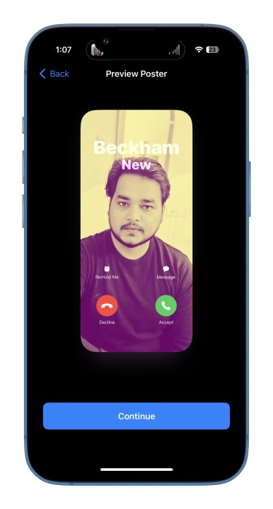 المعاينة النهائية لملصق جهة الاتصال في iOS 17