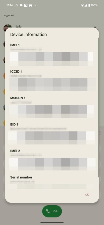 بعد العثور على IMEI الخاص بك من خلال برنامج الاتصال.