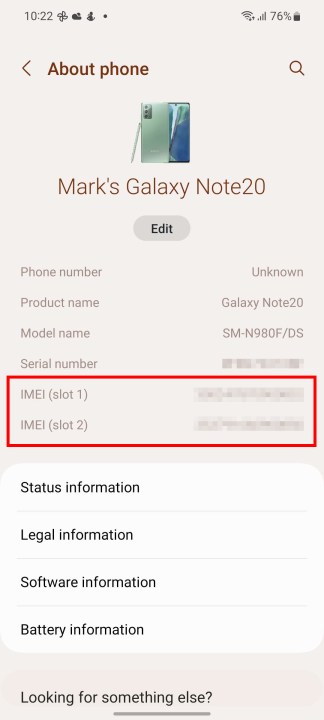العثور على IMEI الخاص بك على هاتف سامسونج.