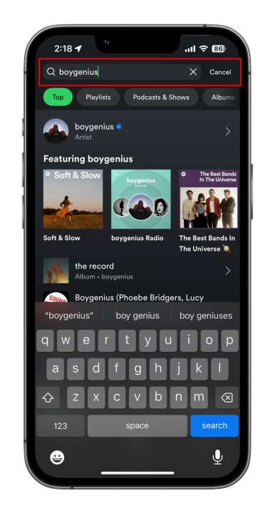 كيفية تنزيل الموسيقى والبودكاست من Spotify: البحث عن الموسيقى.