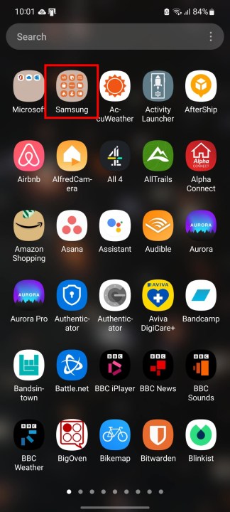 العثور على تطبيق الملفات على هواتف سامسونج.