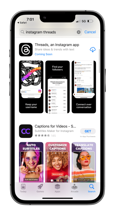 مواضيع Instagram على متجر التطبيقات.