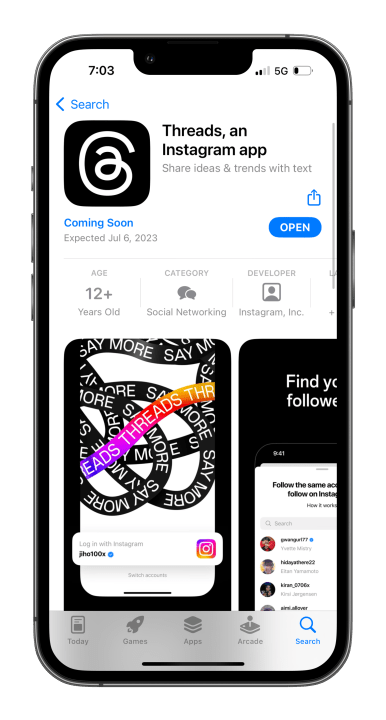 مواضيع Instagram على متجر التطبيقات.