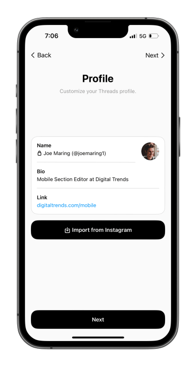 التسجيل للحصول على حساب Instagram Threads.