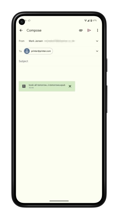 إرسال ملف إلى الطابعة الخاصة بك في Gmail.