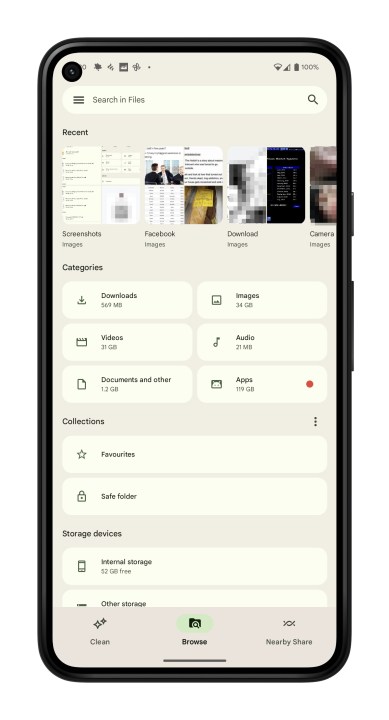 الطباعة من تطبيق ملفات Android.