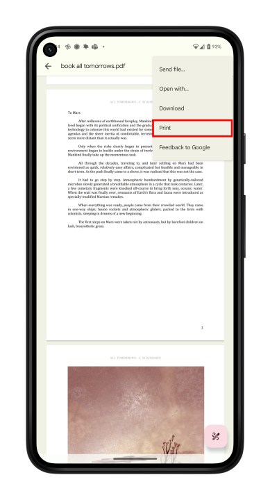 أمر الطباعة في الملفات.