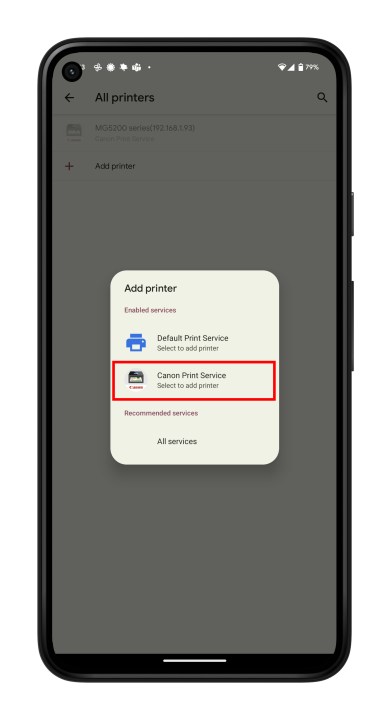 اختيار خدمة الطباعة الخاصة بك للعثور على الطابعة الخاصة بك.