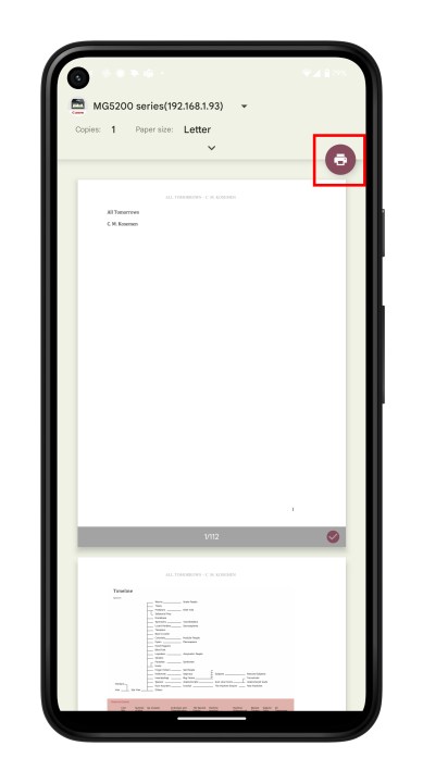 أخيرًا اضغط على زر الطباعة في الملفات.