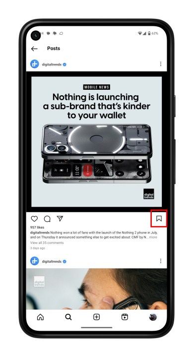 حفظ المشاركات في الانستقرام.