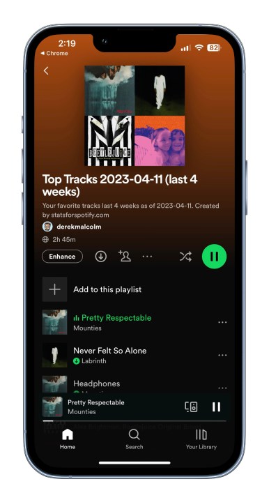 كيفية استخدام الإحصائيات لقائمة تشغيل Spotify على iPhone في التطبيق