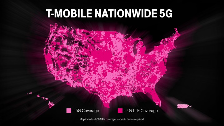 خريطة تغطية T-Mobile Nationwide 5G.