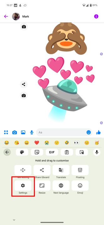 تحديد الإعدادات في Gboard.