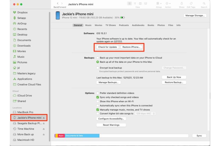 شاشة وضع الاسترداد لنظام Mac.