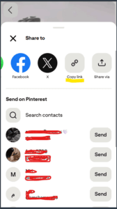 نسخ الرابط من Pinterest
