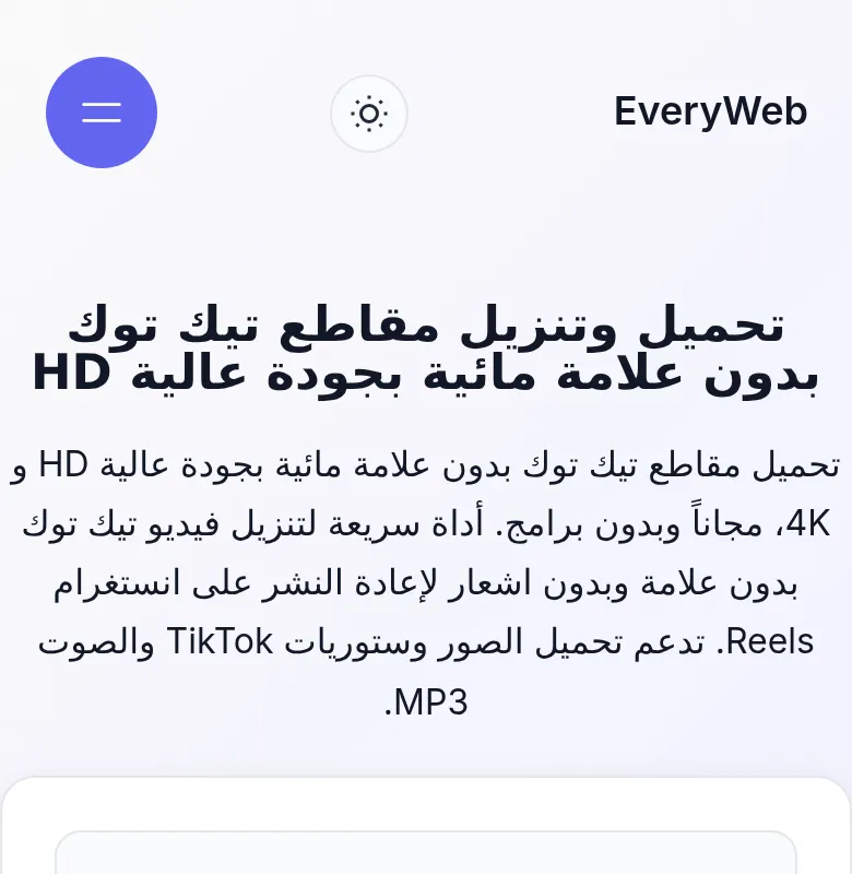 لصق رابط تيك توك في EveryWeb للتحميل - الخطوة الثانية